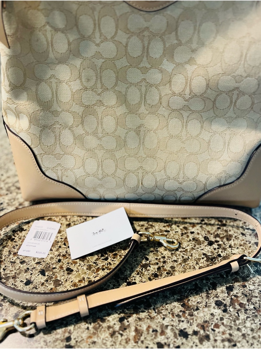 Coach Signature Canvas Hobo Shoulder Bag in Beige and Tan - Picture 3 of 10